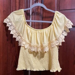 Yellow Summer Off the Shoulder Crop Top
